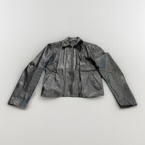 Vintage Demain Mens Black Full Zip Leather Jacket Size 40 Made In Korea
